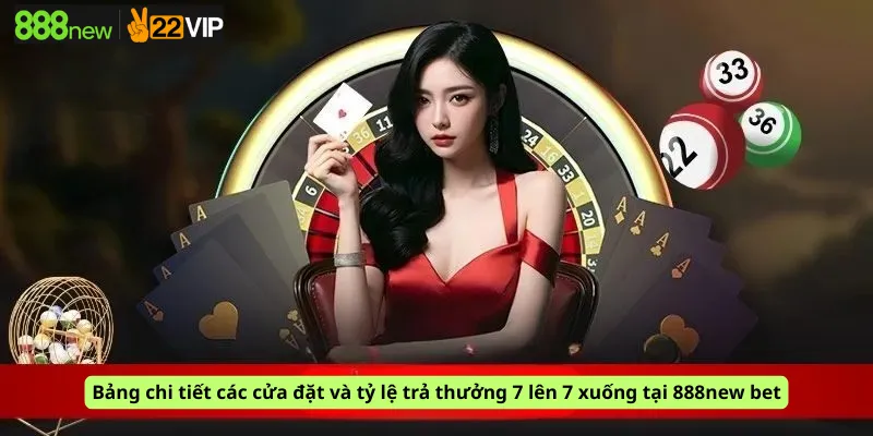 Bảng chi tiết các cửa đặt và tỷ lệ trả thưởng 7 lên 7 xuống tại 888new bet
